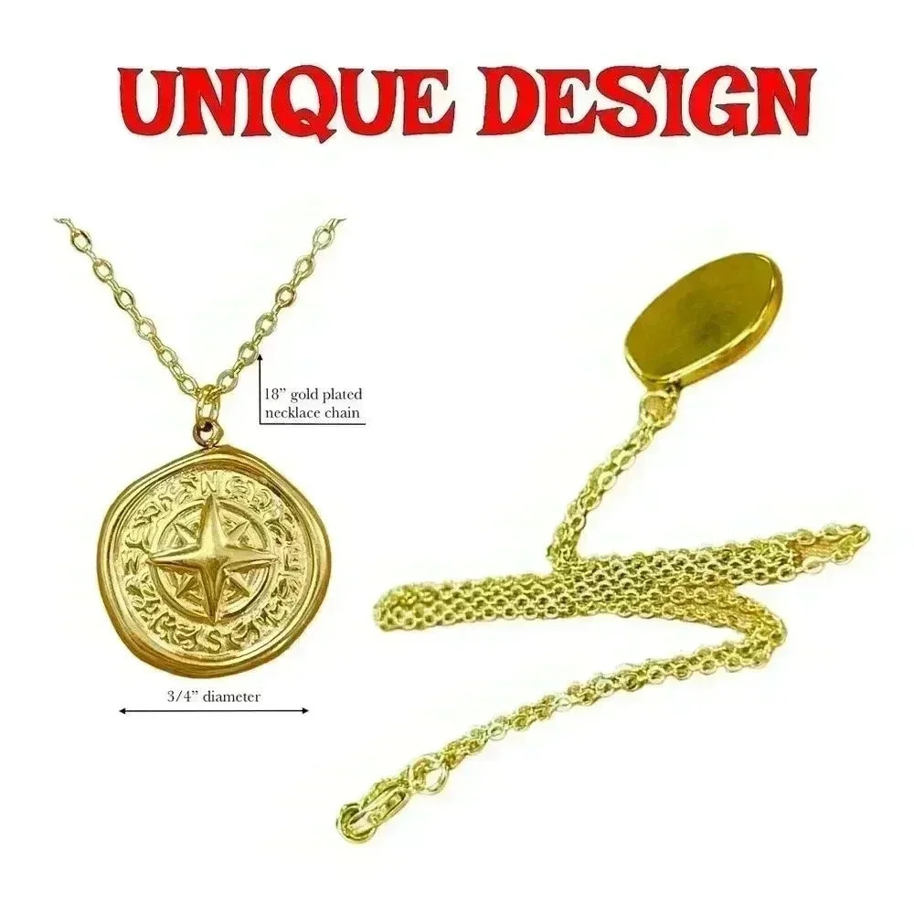 Compass gold coin necklace graduation gift - Picture 6 of 12